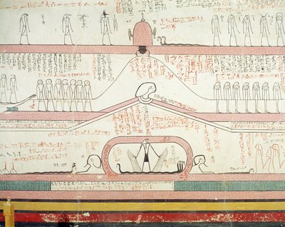 Scène du livre de l&39;Amdouat montrant le voyage vers les Enfers, le Nouveau Royaume (peinture murale) - Egyptian 18th Dynasty