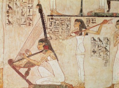 Deux musiciens, du tombeau de Rekhmire, New Kingdom (peinture murale) - Egyptian 18th Dynasty