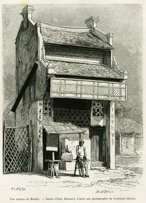 Une maison Monkay. Gravure d'Eugène Burnand, pour...