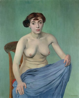 Nu en tissu bleu - Felix Edouard Vallotton