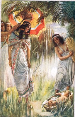 La Fille du Pharaon, illustration tirée des "Femmes de la Bible", publiée par The Religious Tract Society, 1927 - Harold Copping