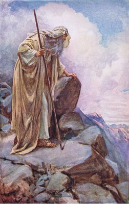 Moïse de Pisgah, illustration des images qui enseignent la série Crown, 1920 - Harold Copping
