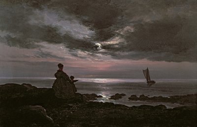 Mère et enfant au bord de la mer, 1840 - Johan Christian Dahl