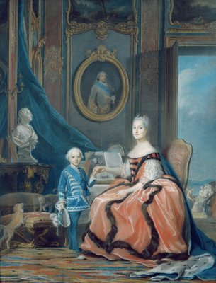 Portrait de Marie-Josephe de Saxe (1731-67) Dauphine de France et son fils Louis Joseph Xavier de France (1751-61) Duc de Bourgogne, c.1760-61 (pastel) - Maurice Quentin de La Tour