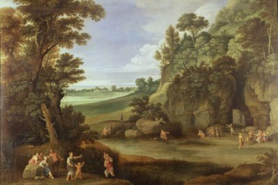 Paysage arcadien avec satyres et nymphes (panneau) - Paul Bril