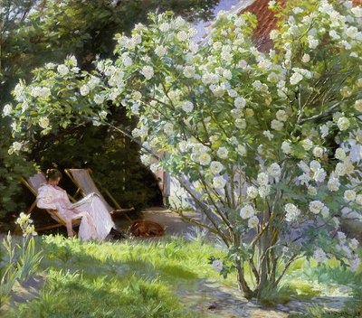Roses, ou la femme de l&39;artiste dans le jardin à Skagen, 1883 - Peder Severin Krøyer