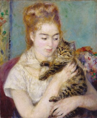 Femme Avec Un Chat Vers 1875 De Pierre Auguste Renoir