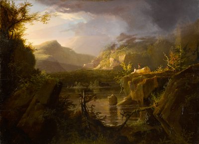 Paysage romantique, c.1826 (huile sur panneau de bois) - Thomas Cole