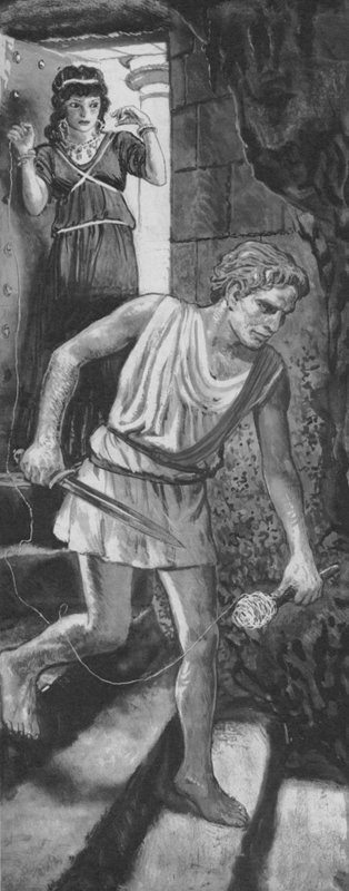 Thésée entrant dans le labyrinthe, déroulant une pelote de ficelle - English School