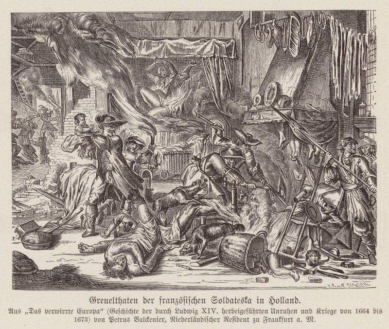 Atrocités commises par les troupes françaises en Hollande pendant la guerre franco-néerlandaise - (after) Dutch School