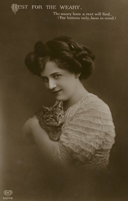 Fille avec chaton (photo n/b) - (after) English photographer
