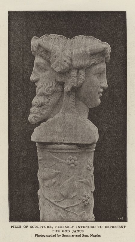 Pièce de sculpture, probablement destinée à représenter le dieu Janus - (after) English photographer