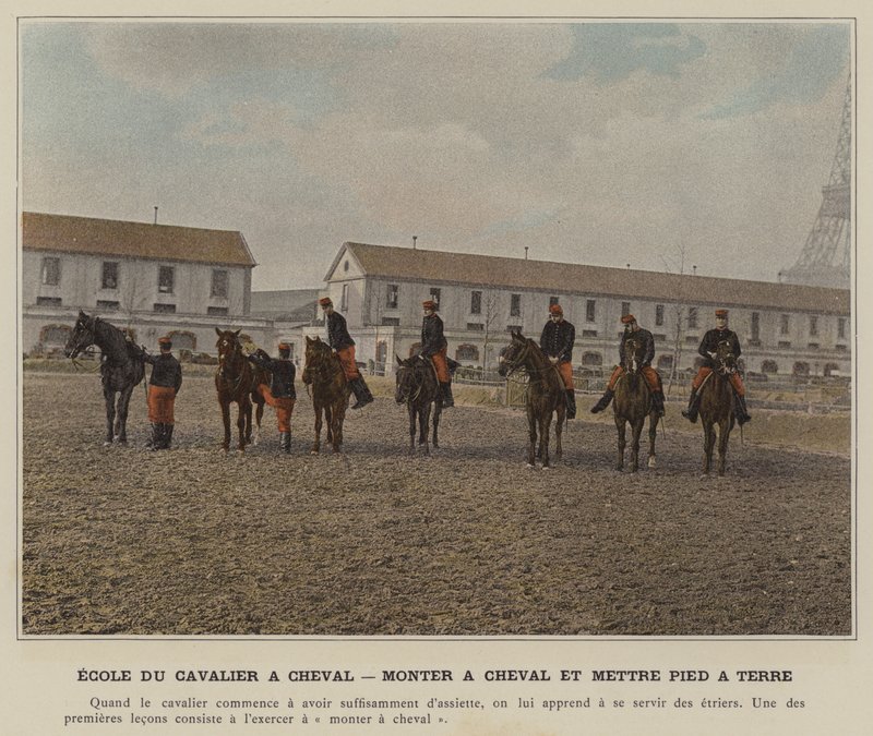 École du Cavalier à Cheval, Monter à Cheval et Mettre Pied à Terre - (after) French Photographer