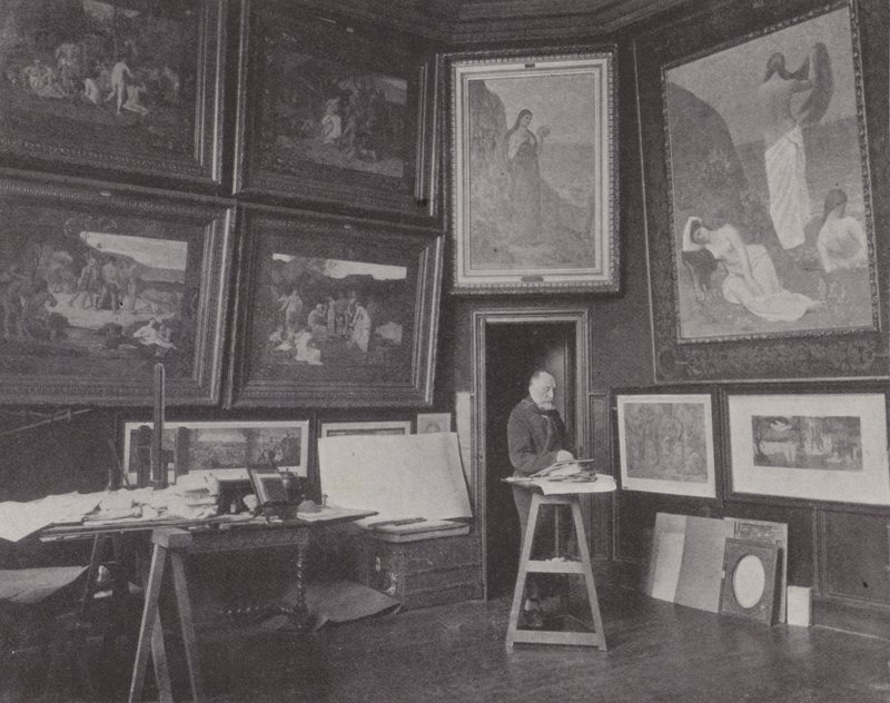 Peintre français Pierre Puvis de Chavannes dans son atelier - (after) French Photographer