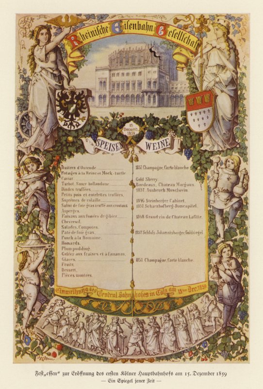 Menu pour un banquet célébrant l
