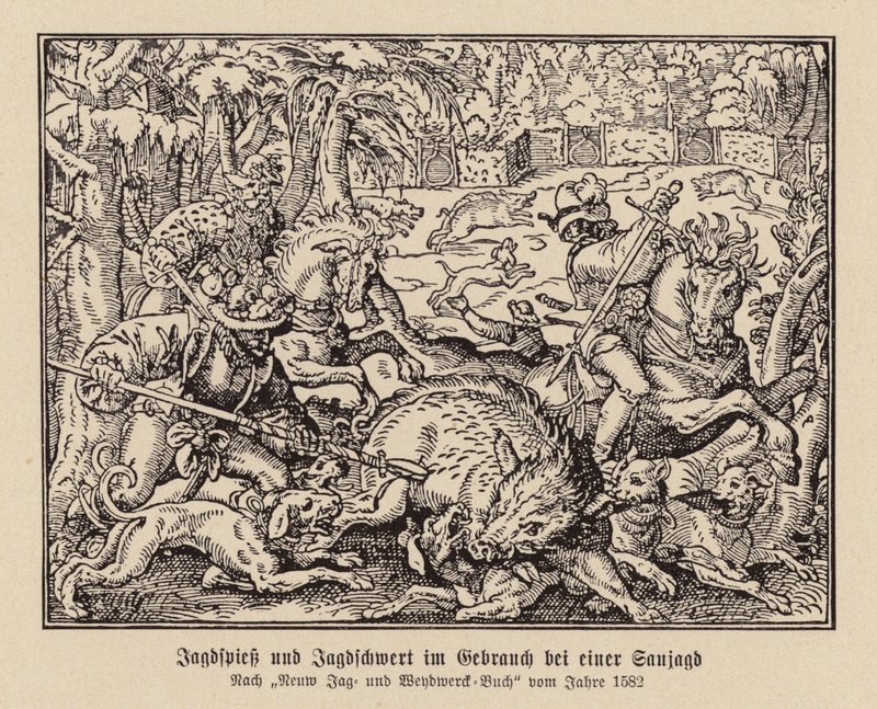 Chasse au sanglier - (after) German School