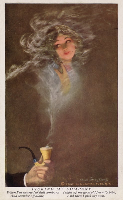 Pipe avec tête de fille dans la fumée - American School