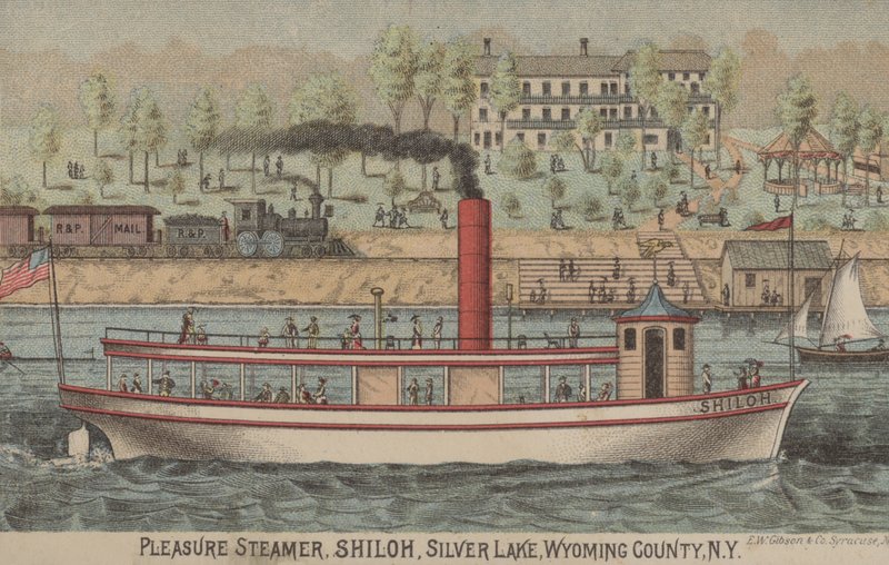 Bateau de plaisance, Shiloh, Silver Lake, comté de Wyoming, New York - American School