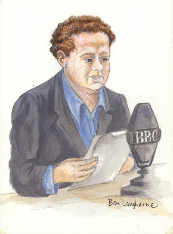Le poète gallois Dylan Thomas au microphone - English School