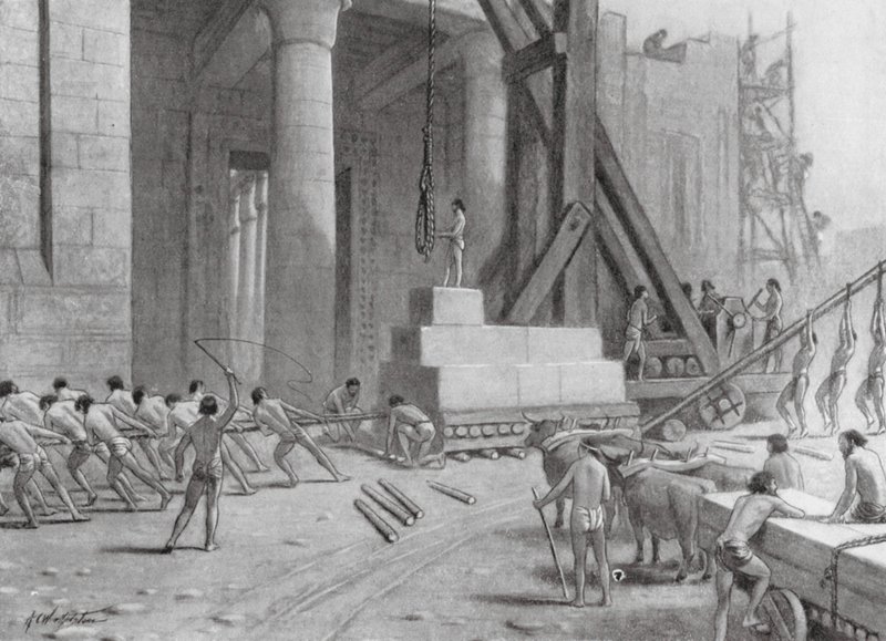 Artisans phéniciens construisant un temple pour Salomon (lithographie) - A.C. Weatherstone