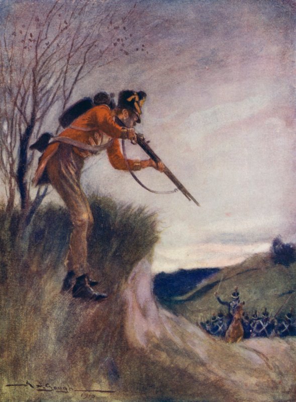 Il rechargea calmement et tira à nouveau sur les Français qui avançaient en dessous de lui - A. J. Gough