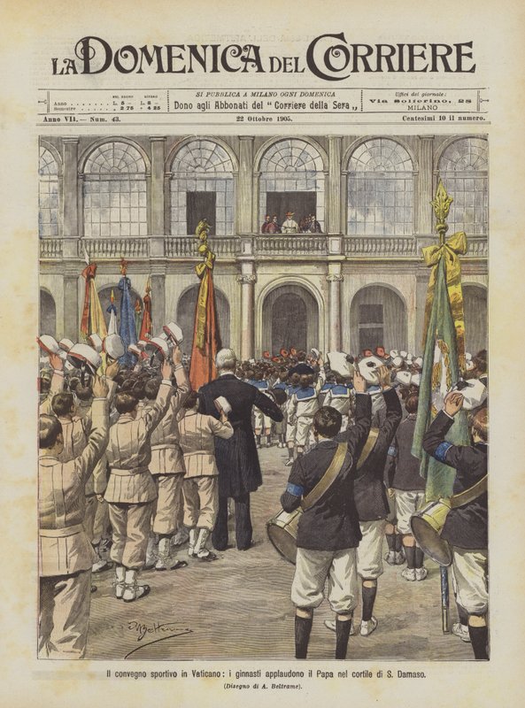 La rencontre sportive au Vatican, les gymnastes applaudissent le Pape dans la cour de S. Damaso - Achille Beltrame