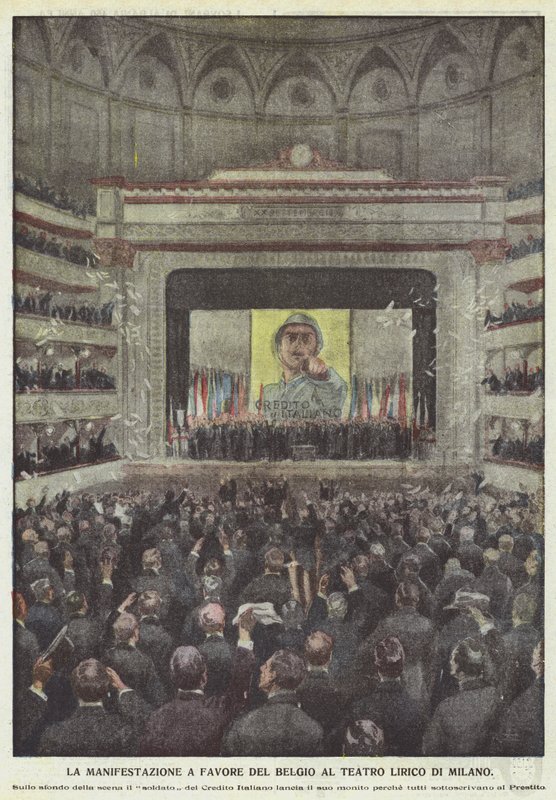 La manifestation en faveur de la Belgique au Teatro Lirico de Milan - Achille Beltrame