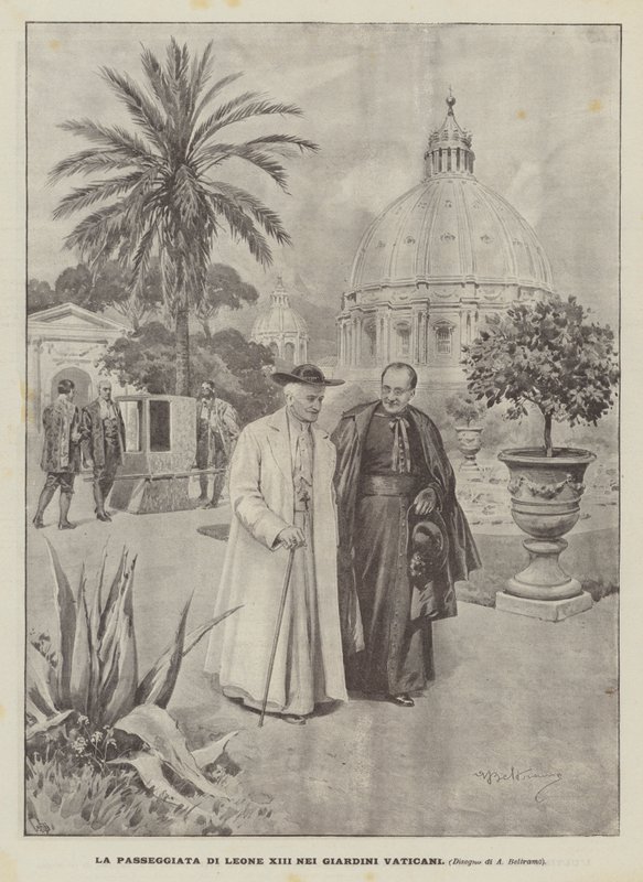 La promenade de Léon XIII dans les jardins du Vatican - Achille Beltrame