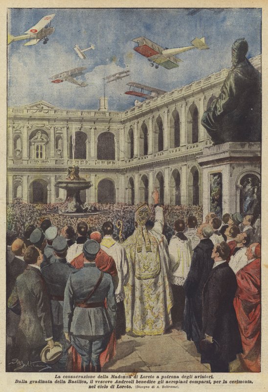 La consécration de la Vierge de Lorette comme patronne des aviateurs - Achille Beltrame