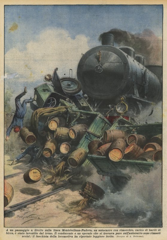 À un passage à niveau sur la ligne Montebelluna-Padoue, un camion avec remorque ? - Achille Beltrame