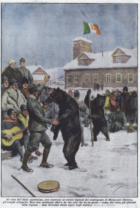 Malgré le climat très rigoureux, les soldats italiens du contingent de Mourmansk ne manquent pas - Achille Beltrame