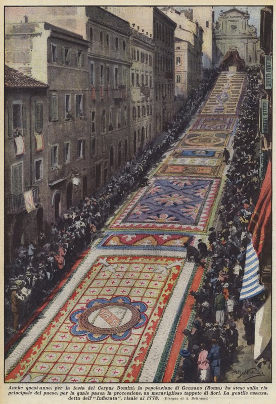 Cette année encore, pour la fête du Corpus Domini, la population de Genzano (Rome) a étendu sur - Achille Beltrame
