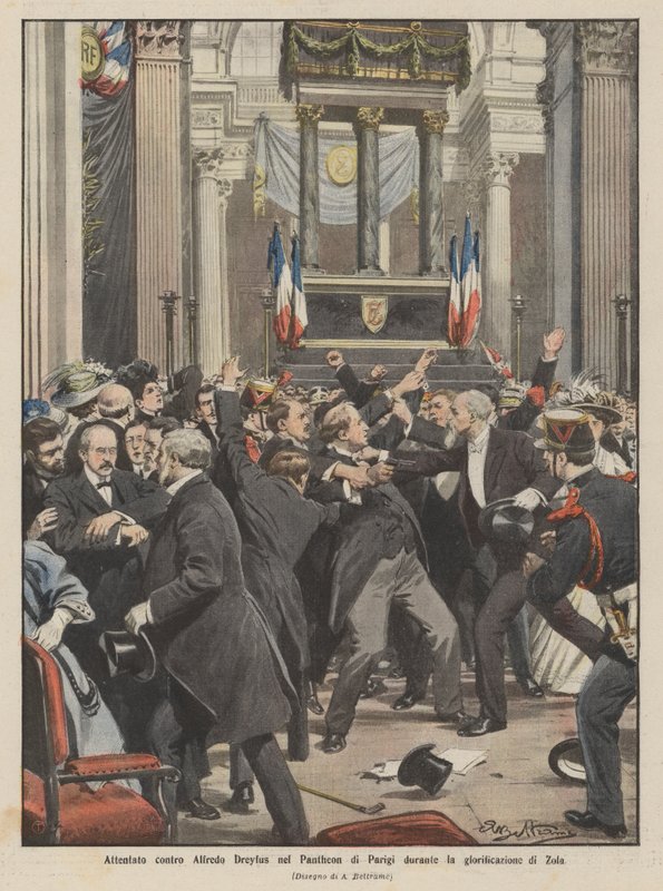 Attentat contre Alfred Dreyfus au Panthéon de Paris lors de la glorification de Zola - Achille Beltrame