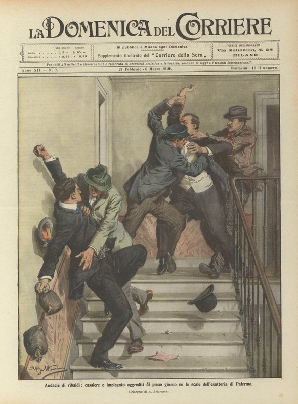 Audace des bandits, caissier et employé agressés en plein jour dans les escaliers du bureau de perception de Palerme - Achille Beltrame
