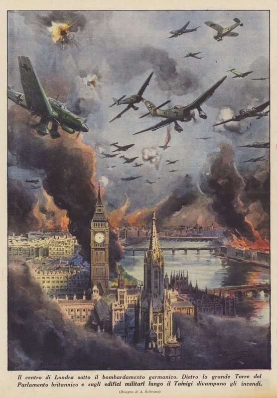 Londres central sous le bombardement germanique - Achille Beltrame