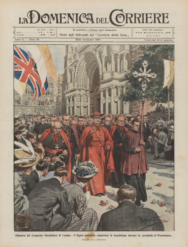 Clôture du Congrès Eucharistique de Londres, le légat pontifical donne la bénédiction - Achille Beltrame