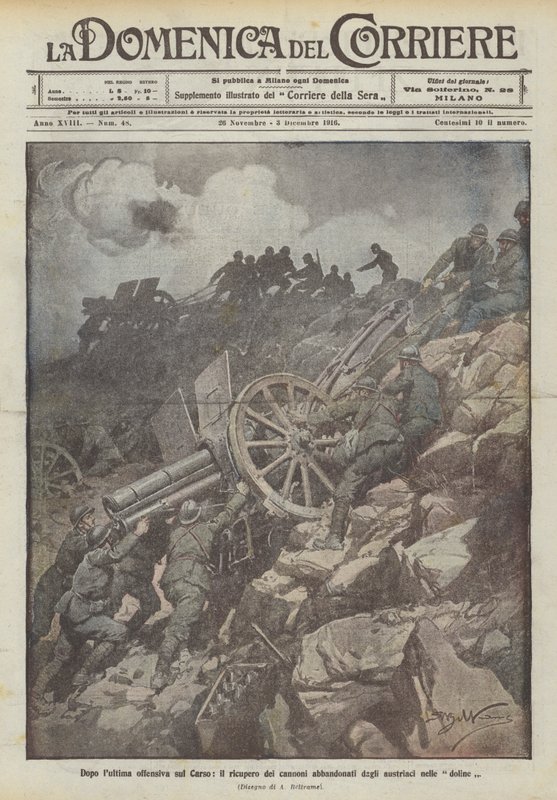 Après la dernière offensive sur le Carso, la récupération des canons abandonnés par les Autrichiens dans les dolines - Achille Beltrame