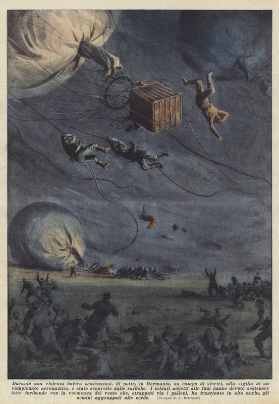 Pendant une violente tempête nocturne en Allemagne, un camp de sphériques - Achille Beltrame