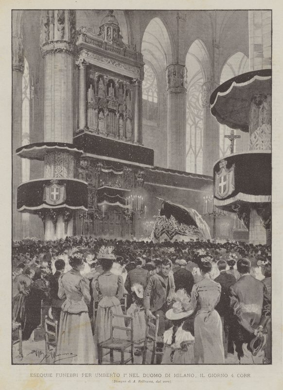 Funérailles pour Humbert Ier dans la cathédrale de Milan, le 4 courant - Achille Beltrame