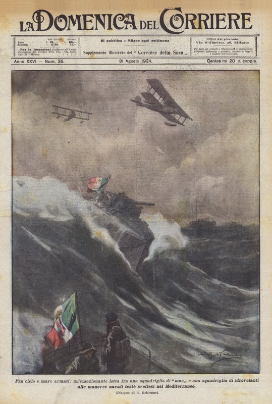 Entre ciel et mer armés, une lutte émouvante entre une escadrille de MAS et une escadrille - Achille Beltrame