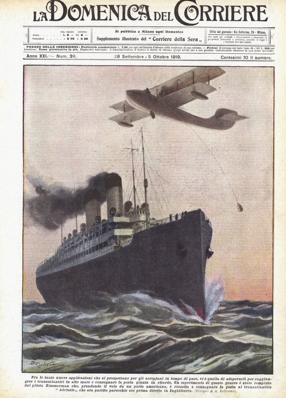 Parmi les nombreuses nouvelles applications envisagées pour les avions en temps de paix - Achille Beltrame
