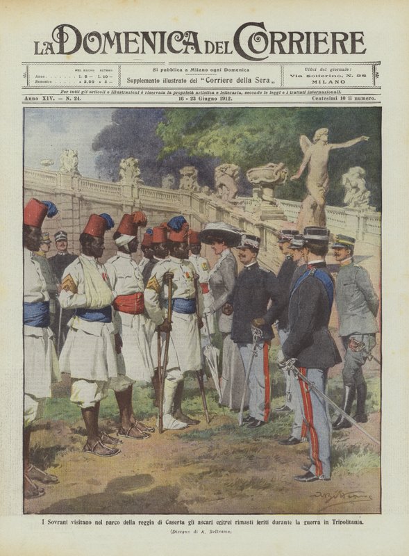 Les Souverains visitent dans le parc du palais de Caserte les ascari érythréens blessés pendant - Achille Beltrame