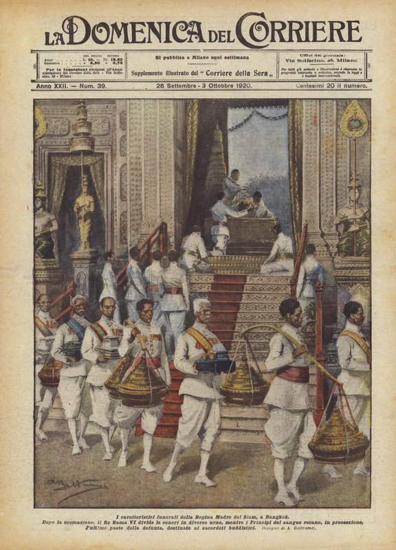 Les funérailles caractéristiques de la Reine Mère du Siam, à Bangkok - Achille Beltrame