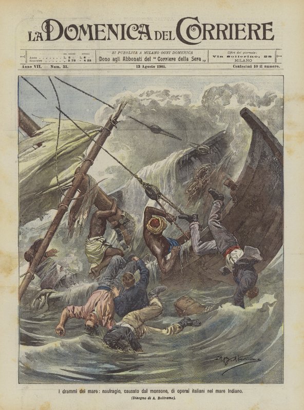 Les drames de la mer, naufrage causé par la mousson, d