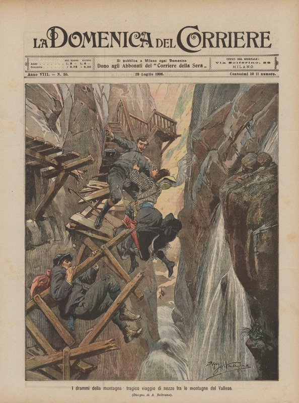 Les drames de la montagne, voyage de noces tragique dans les montagnes du Valais - Achille Beltrame