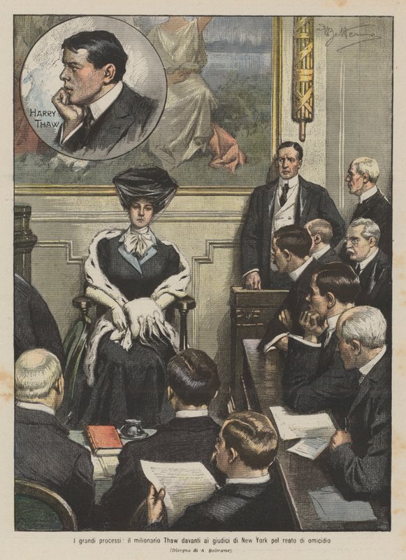 Les grands procès, le millionnaire Thaw devant les juges de New York pour meurtre - Achille Beltrame