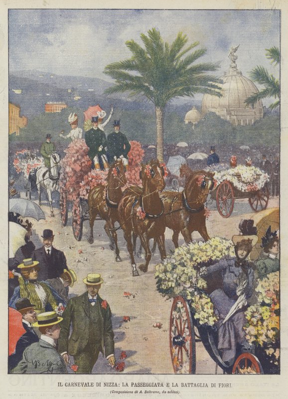 Le carnaval de Nice, la promenade et la bataille de fleurs - Achille Beltrame