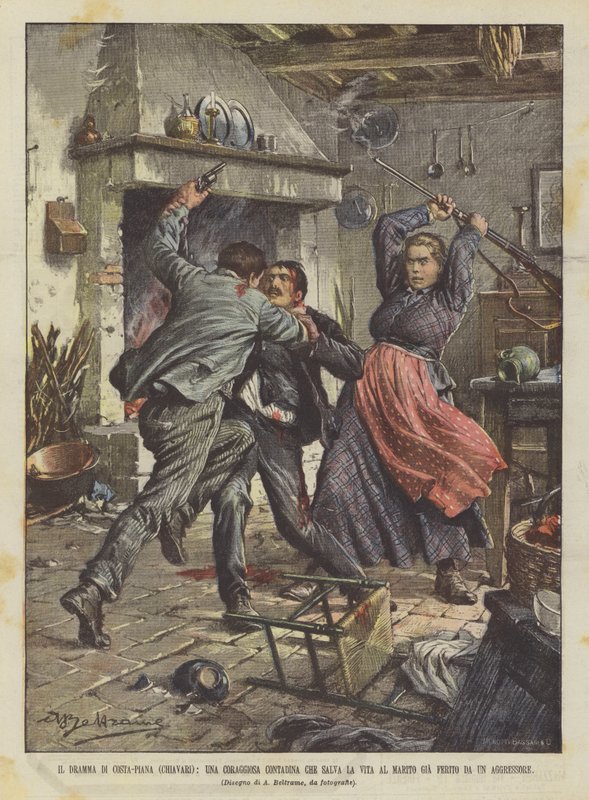 Le drame de Costa-Piana (Chiavari), une courageuse paysanne sauve la vie de son mari déjà ? - Achille Beltrame