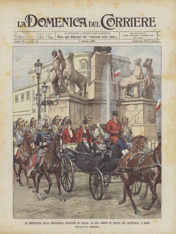 Le président de la République française en Italie, son arrivée sur la place du Quirinal, à Rome - Achille Beltrame