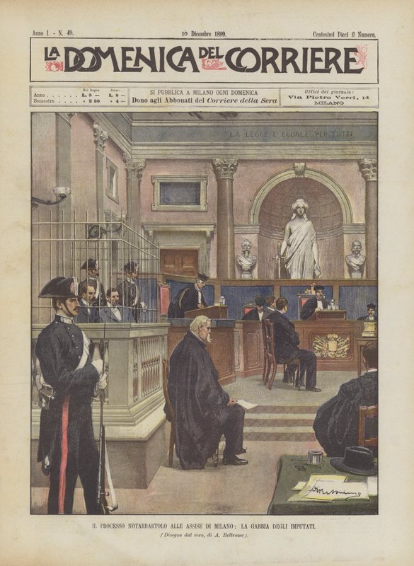 Le procès Notarbartolo aux assises de Milan, la cage des accusés - Achille Beltrame